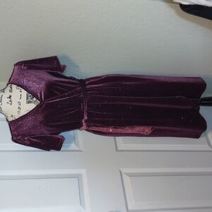 Badgley Mischka Shimmering Purple Midi Dress Size L New